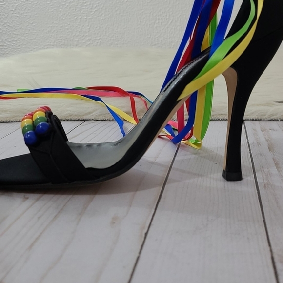 Hollywould Cucaracha lace up rainbow heels black - Picture 8 of 8